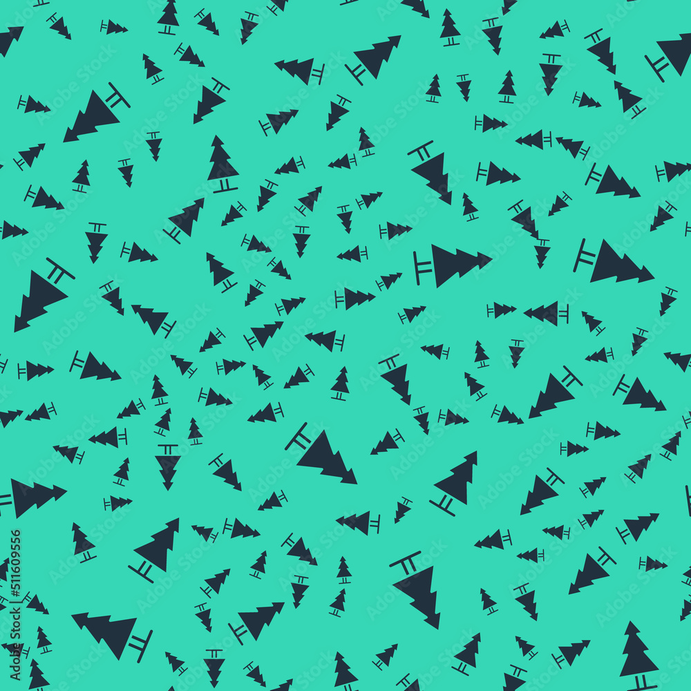 Black Tree icon isolated seamless pattern on green background. Forest symbol. Vector Black Tree icon isolated seamless pattern on green background. Forest symbol. Vector