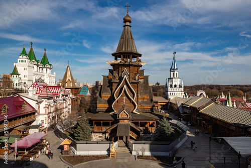 Wooden Church of St. Nicholas in the Izmailovsky Kremlin.