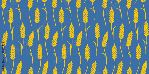 Vector seamless pattern with wheat field.