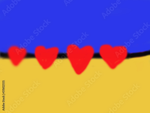 Ukrainian flag gradient background with blurred abstract love