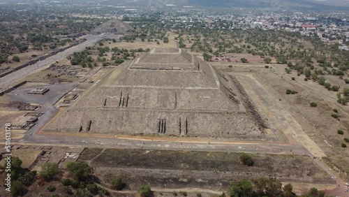 Amazing aerial view Pyramid of the Sun, Teotihuacan, Mexico