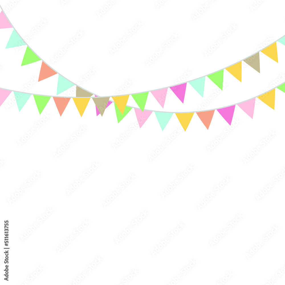 Fototapeta premium Party Background with Colorful Flags. Celebration Event, Birthday, Carnival flag garlands.