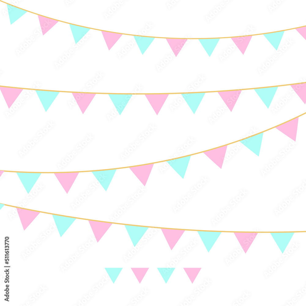 Party colorful flags. Celebration Event, Birthday, Carnival flag garlands.