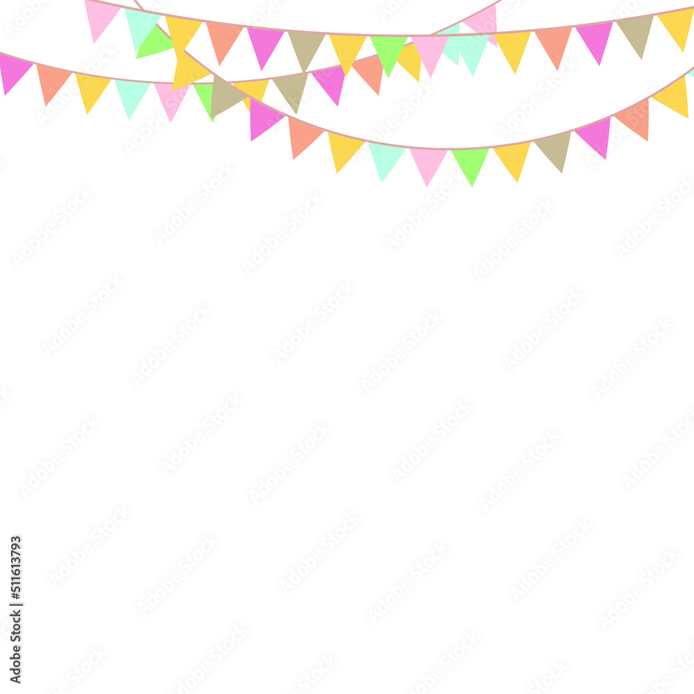 Obraz premium Party Background with Colorful Flags. Celebration Event, Birthday, Carnival flag garlands.