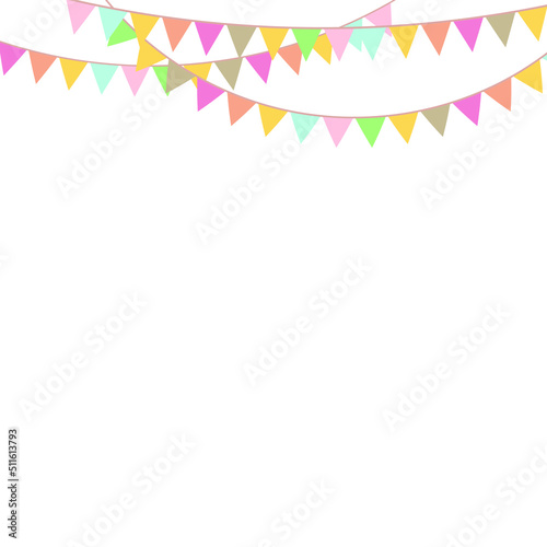 Party Background with Colorful Flags. Celebration Event, Birthday, Carnival flag garlands.