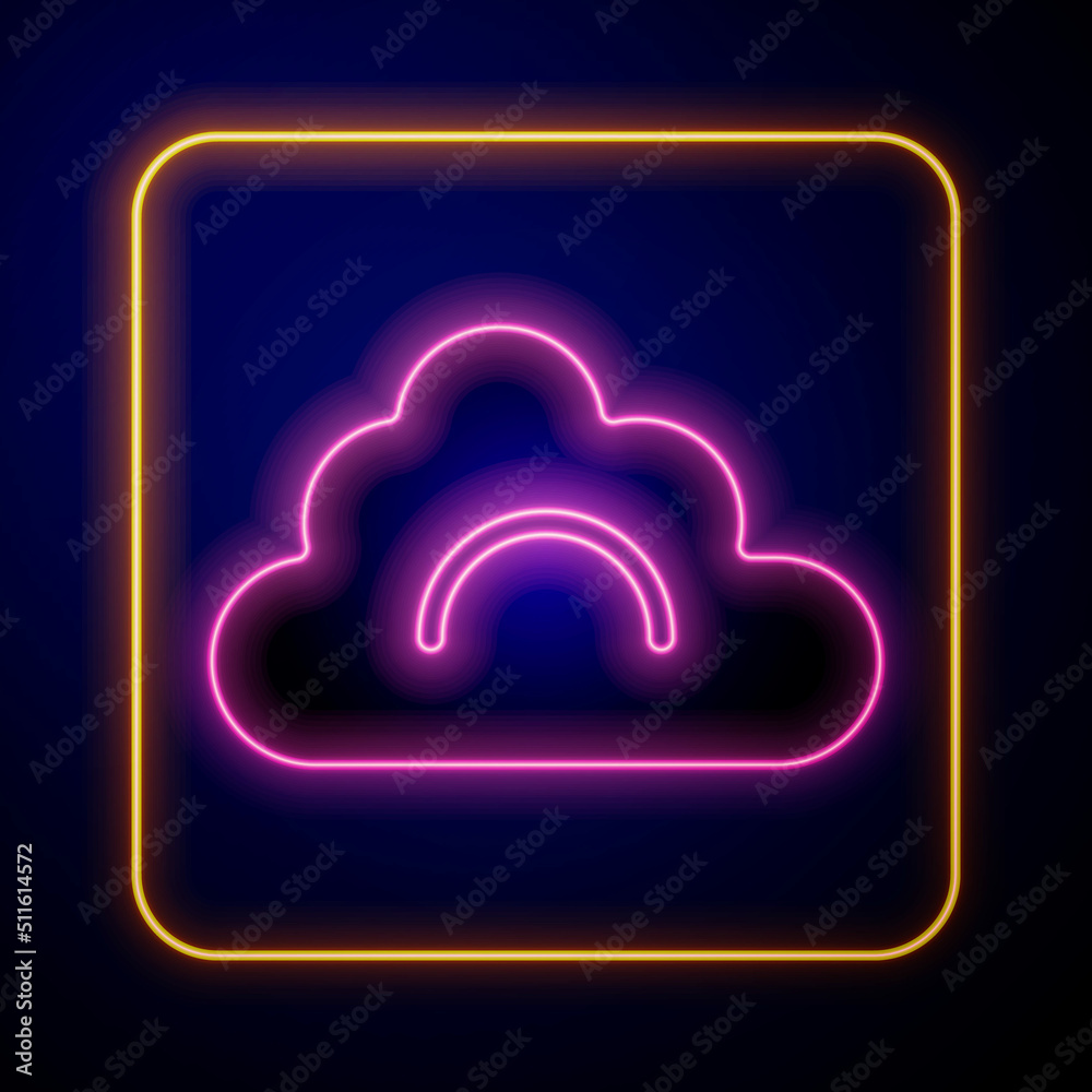 Glowing neon Cloud icon isolated on black background. Vector Glowing neon Cloud icon isolated on black background. Vector