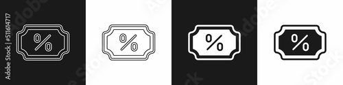 Set Discount percent tag icon isolated on black and white background. Shopping tag sign. Special offer sign. Discount coupons symbol. Vector