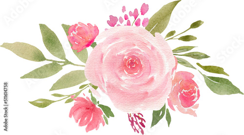 Watercolor blush floral Bouquet clipart , Wedding pink rose compositions for wedding invitations or greeting cards, Floral arrangements