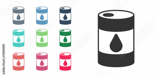 Black Barrel oil icon isolated on white background. Set icons colorful. Vector