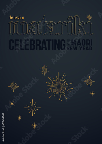 NZ Celebrating Matariki Maori New Year Black and Gold