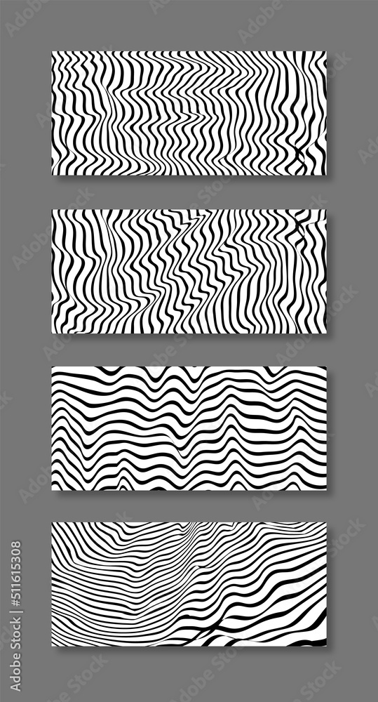 Hallucination. Optical illusion. Twisted illustration. Abstract futuristic background of stripes. Dynamic wave. Vector.	

