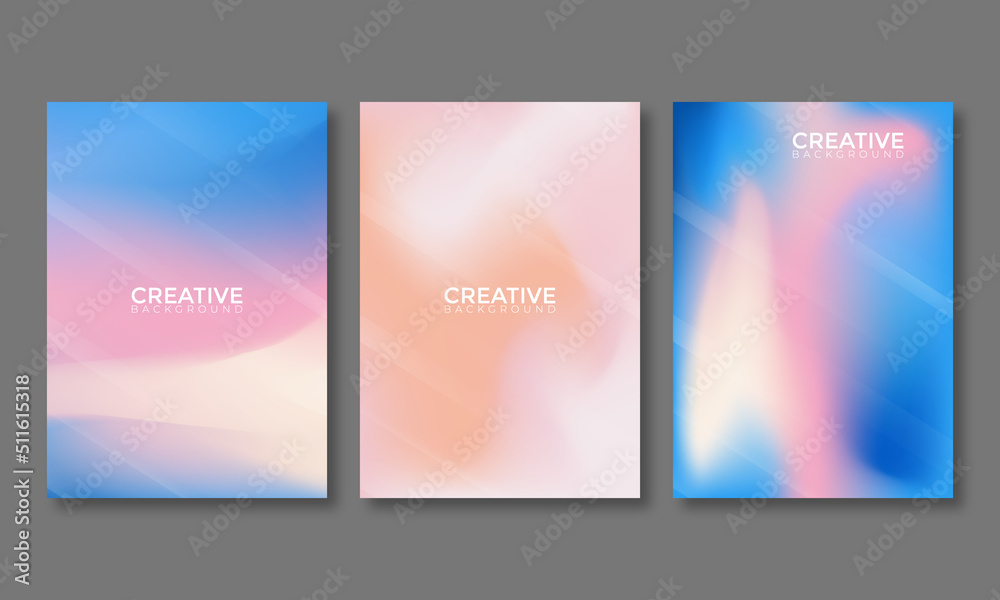 Summer season blurred backgrounds set with abstract soft color gradient patterns. Summertime collection for brochures, posters, banners, flyers and cards. Vector illustration.