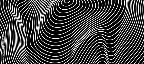 Hallucination. Optical illusion. Twisted illustration. Abstract futuristic background of stripes. Dynamic wave. Vector. 
