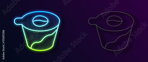 Glowing neon line Pour over coffee maker icon isolated on black background. Alternative methods of brewing coffee. Coffee culture. Vector