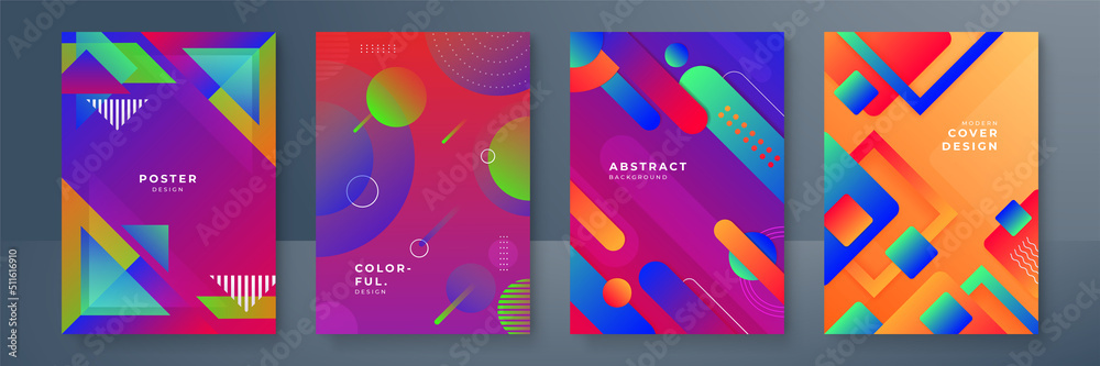 Abstract geometric pattern background texture for poster cover design. Minimal color gradient banner template. Modern vector wave shape for brochure