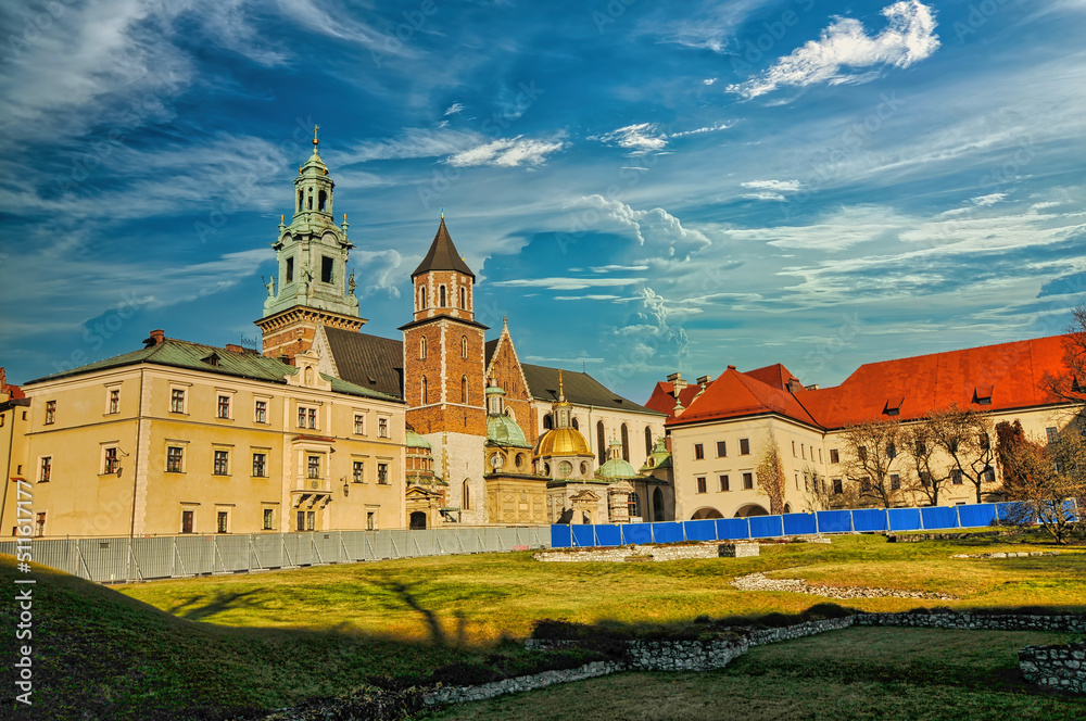 Wawel castle in Krakow of Poland
