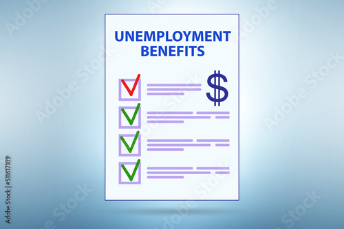 Concept with unemployment benefit form application