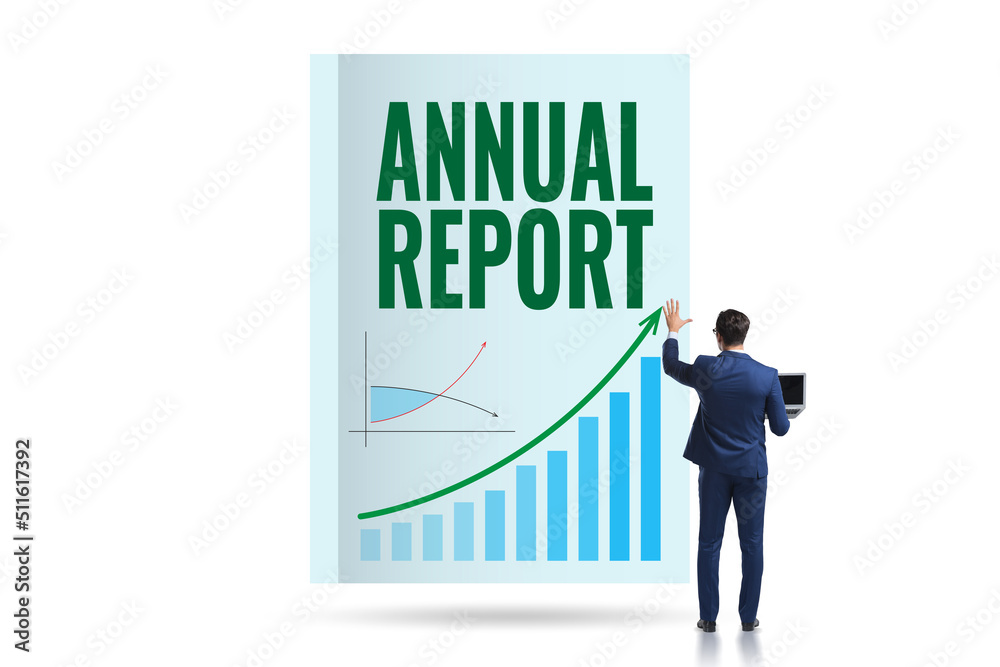 Fototapeta premium Businessman in annual report concept