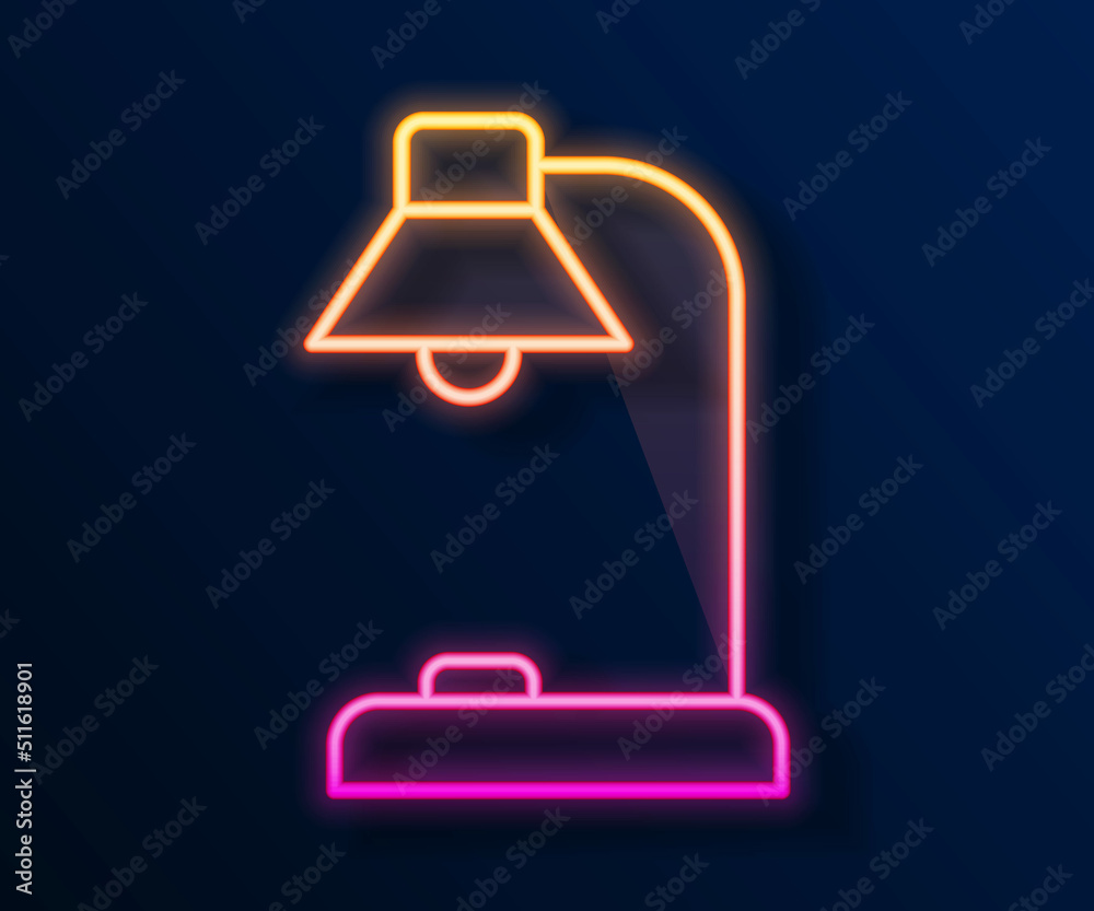 Glowing neon line Table lamp icon isolated on black background. Vector Glowing neon line Table lamp icon isolated on black background. Vector