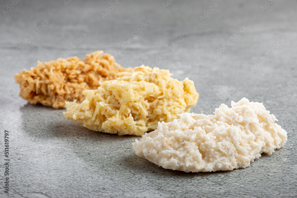 Coconut candy, known in Brazil as cocada. Coconut candy, known in Brazil as cocada.