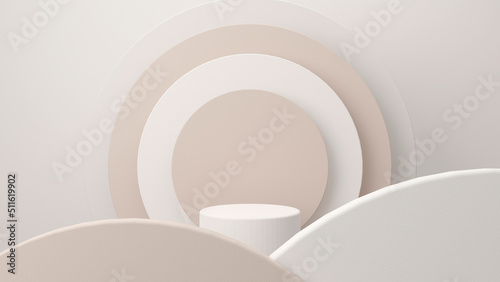 Abstract scene pudium for product. Cylinder podium on beige color background. Product presentation, mock up, show cosmetic product, Podium, stage pedestal or platform.