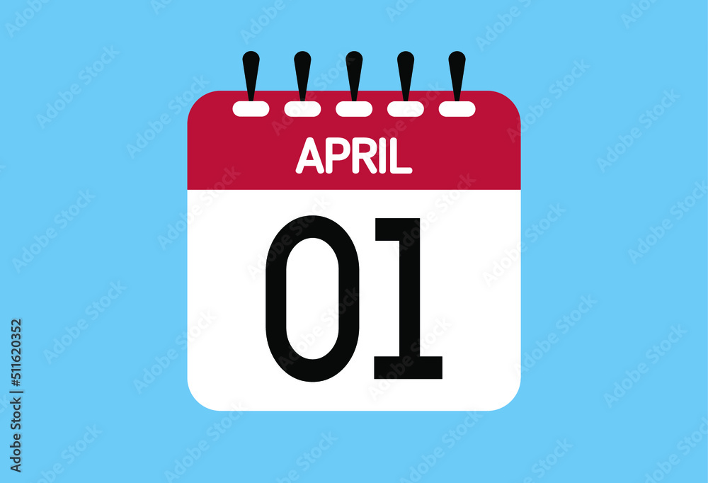 April day 1. Calendar design template 1 april in background blue. April day 1. Calendar design template 1 april in background blue.