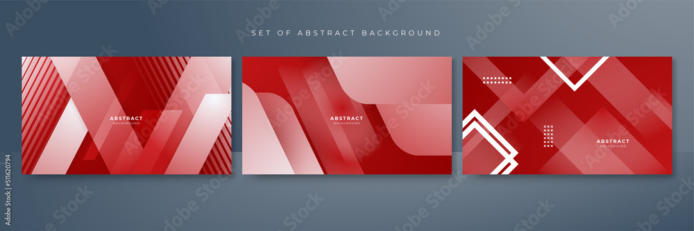 Fototapeta premium Set of red abstract background