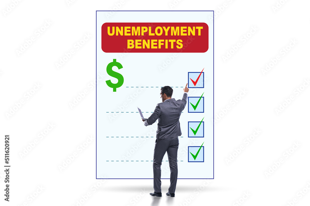 Concept with unemployment benefit form application Concept with unemployment benefit form application