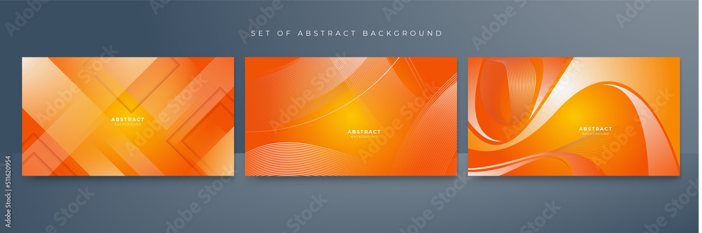 Fototapeta premium Set of abstract colorful orange background