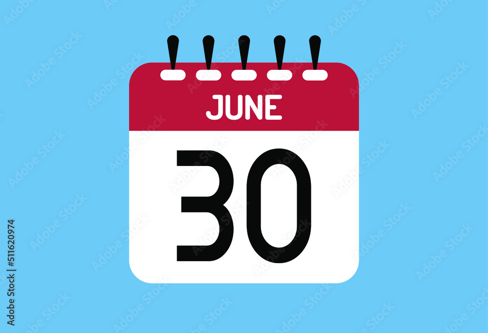 June day 30. Calendar design template 30 june in background blue. June day 30. Calendar design template 30 june in background blue.