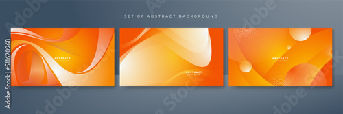 Set of abstract colorful orange background
