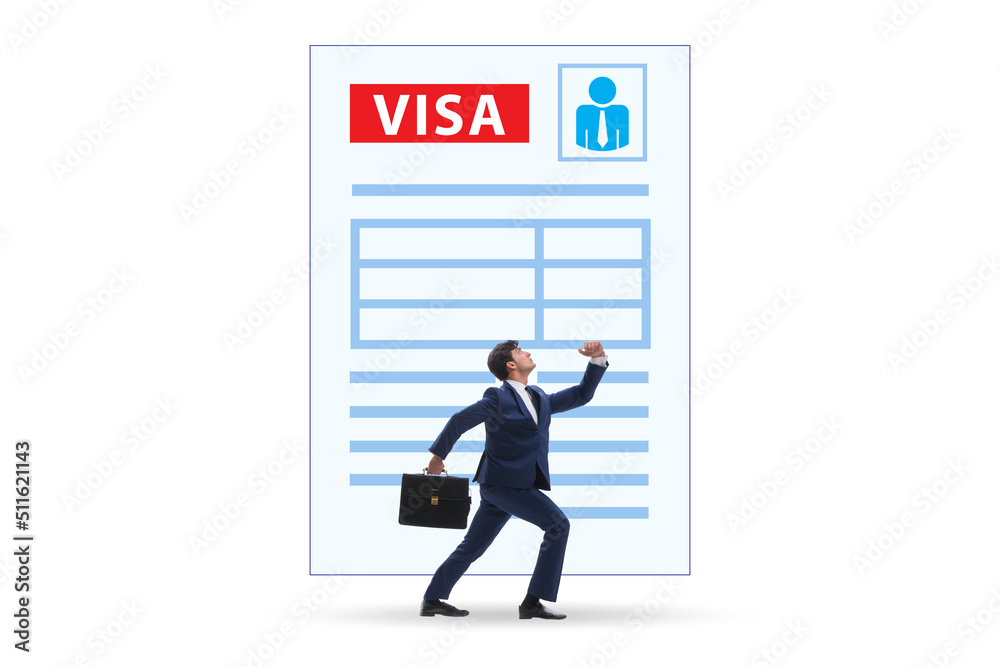 Visa application concept with businessman Visa application concept with businessman