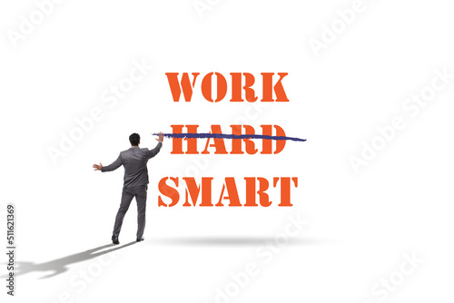 Businessman in working smart not hard concept