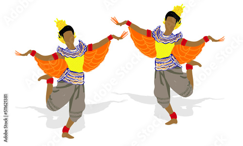 Thailand traditional dance vector design woman
