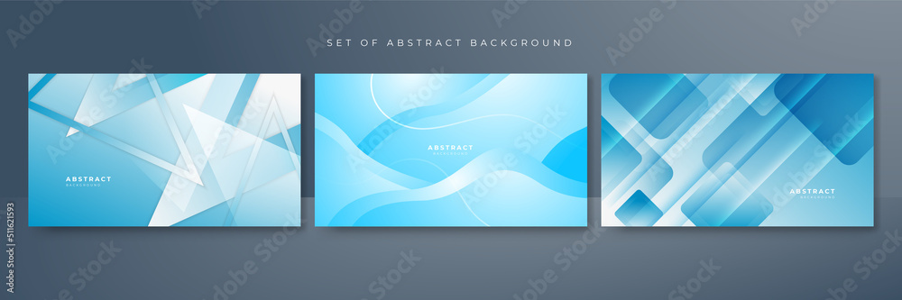 Set of light blue and white abstract background