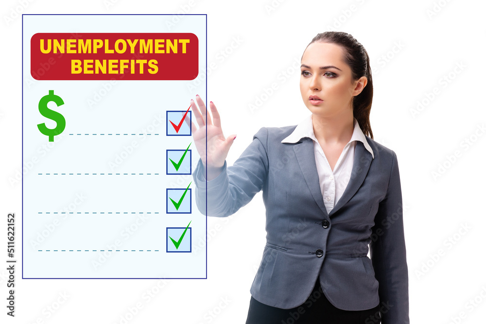 Concept with unemployment benefit form application Concept with unemployment benefit form application