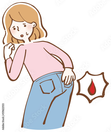 お尻　血　女性 イラスト
