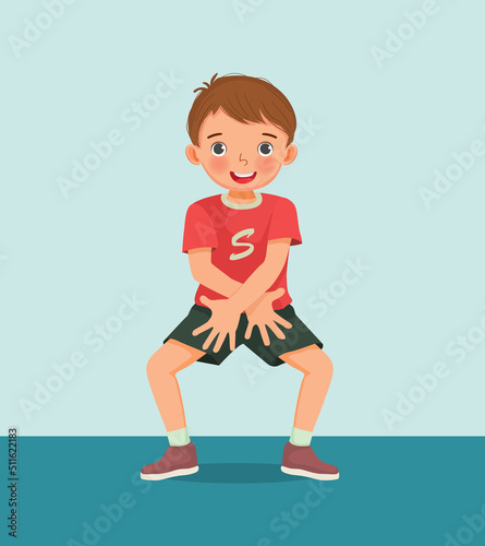 cute little boy dancing having fun in studio