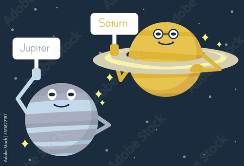 木星と土星をイメージしたイラスト