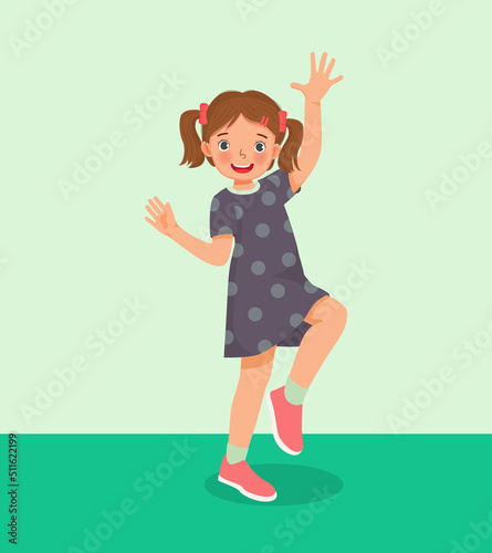 cute little girl dancing having fun in studio