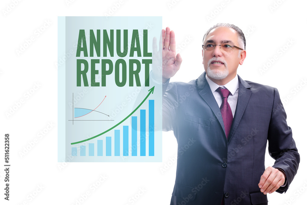 Businessman in annual report concept Businessman in annual report concept