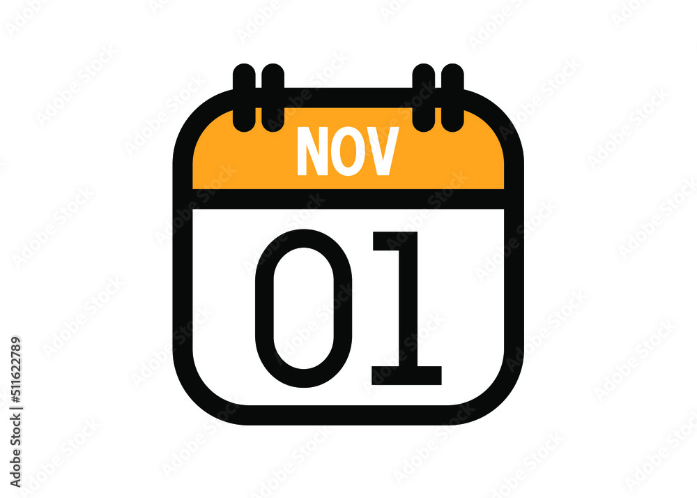 November 1. November calendar for deadline and appointment. Vector in Yellow. November 1. November calendar for deadline and appointment. Vector in Yellow.