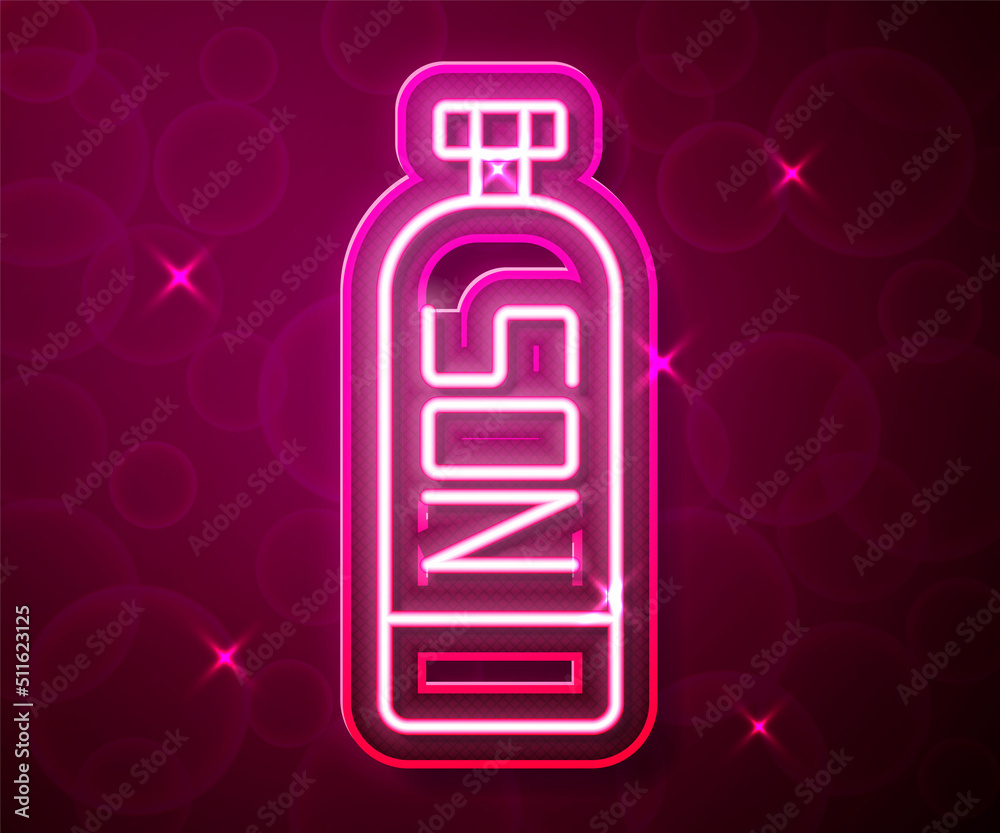 Glowing neon line Nitrous oxide icon isolated on red background. Vector Glowing neon line Nitrous oxide icon isolated on red background. Vector