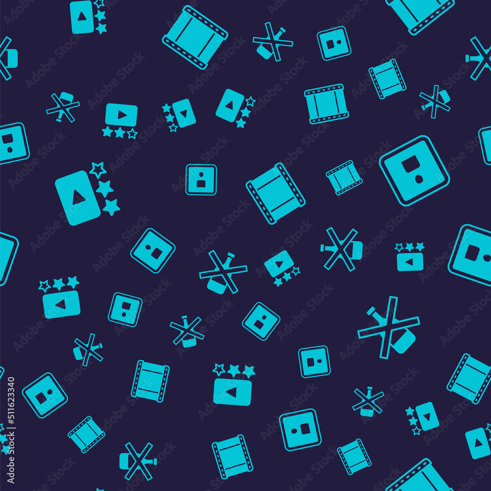 Set Rating movie, Play Video, video and No alcohol on seamless pattern. Vector Set Rating movie, Play Video, video and No alcohol on seamless pattern. Vector