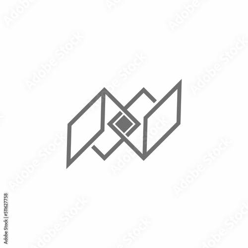 linked square open paper linear logo vector