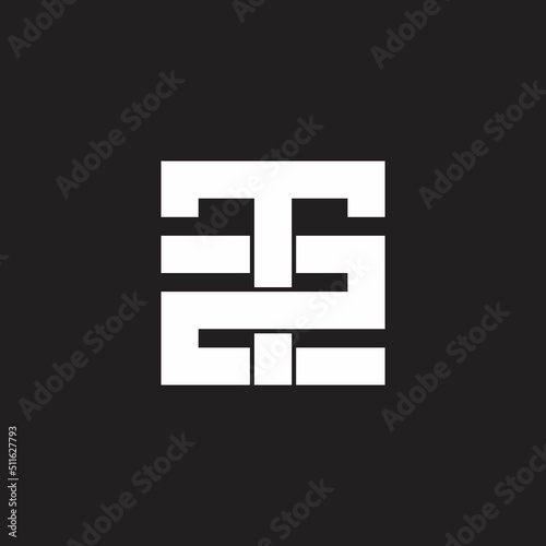 letter t2 overlap line simple geometric line logo vector