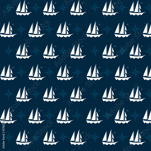 Barco patrón, velero y brujula patrón editable 