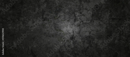 Black stone concrete grunge texture and backdrop background anthracite panorama. Panorama dark grey black slate background or texture. © MdLothfor
