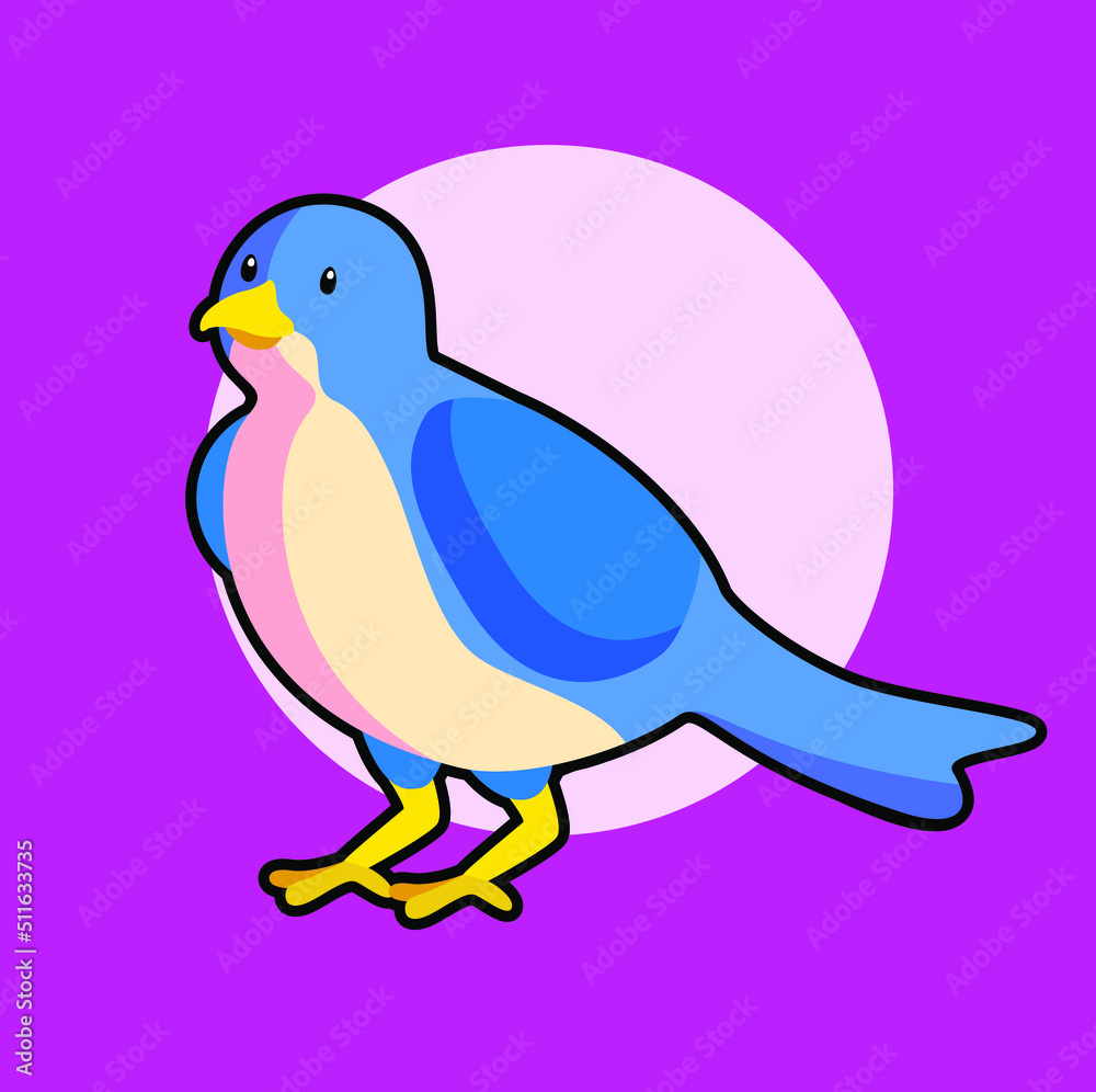 Fototapeta premium caricatura de un ave azul vector icono