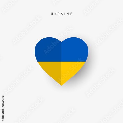 Ukraine heart shaped flag. Origami paper cut Ukrainian national banner. 3D vector illustration isolated on white with soft shadow.